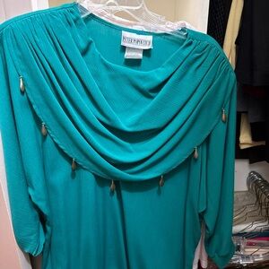 Peter Popovitch Teal Draped Women's Top